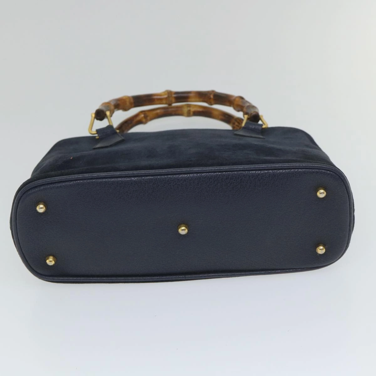GUCCI Bamboo Shoulder Bag Suede 2way Navy  58084