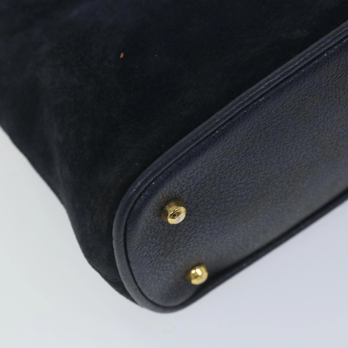 GUCCI Bamboo Shoulder Bag Suede 2way Navy  58084