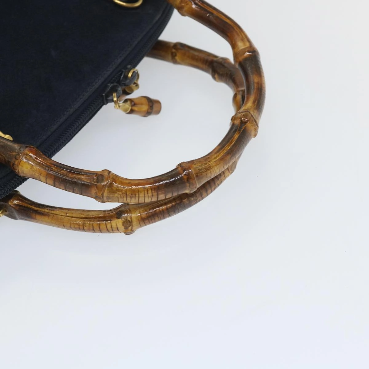 GUCCI Bamboo Shoulder Bag Suede 2way Navy  58084