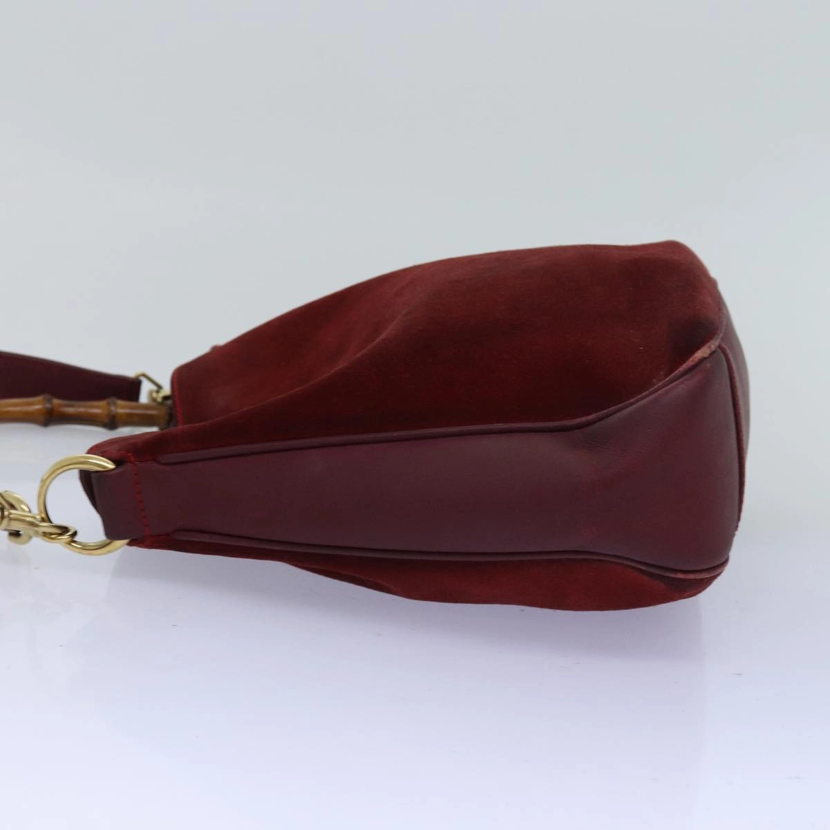 GUCCI Bamboo Shoulder Bag Suede 2way Red 001 1705 1638  75962