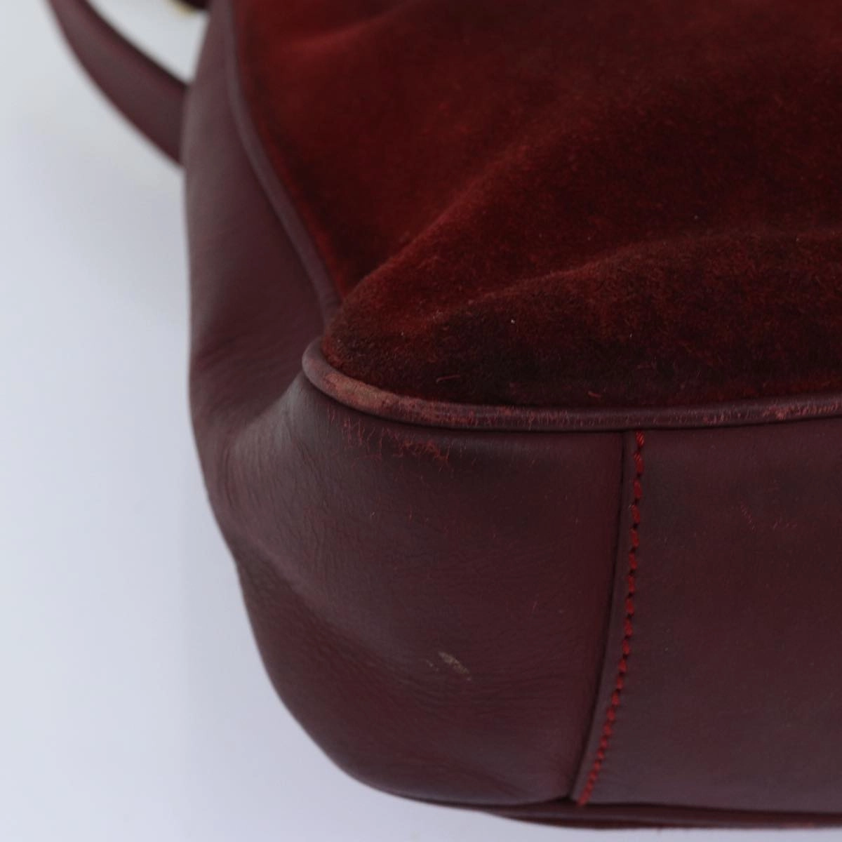 GUCCI Bamboo Shoulder Bag Suede 2way Red 001 1705 1638  75962