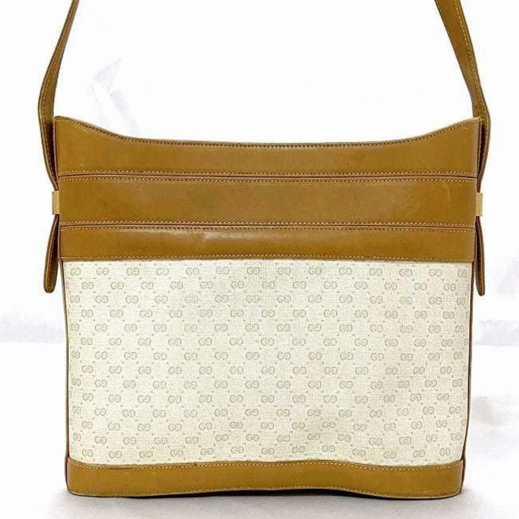 Gucci Beige Brown Gold Pvc Leather Shoulder Bag ()