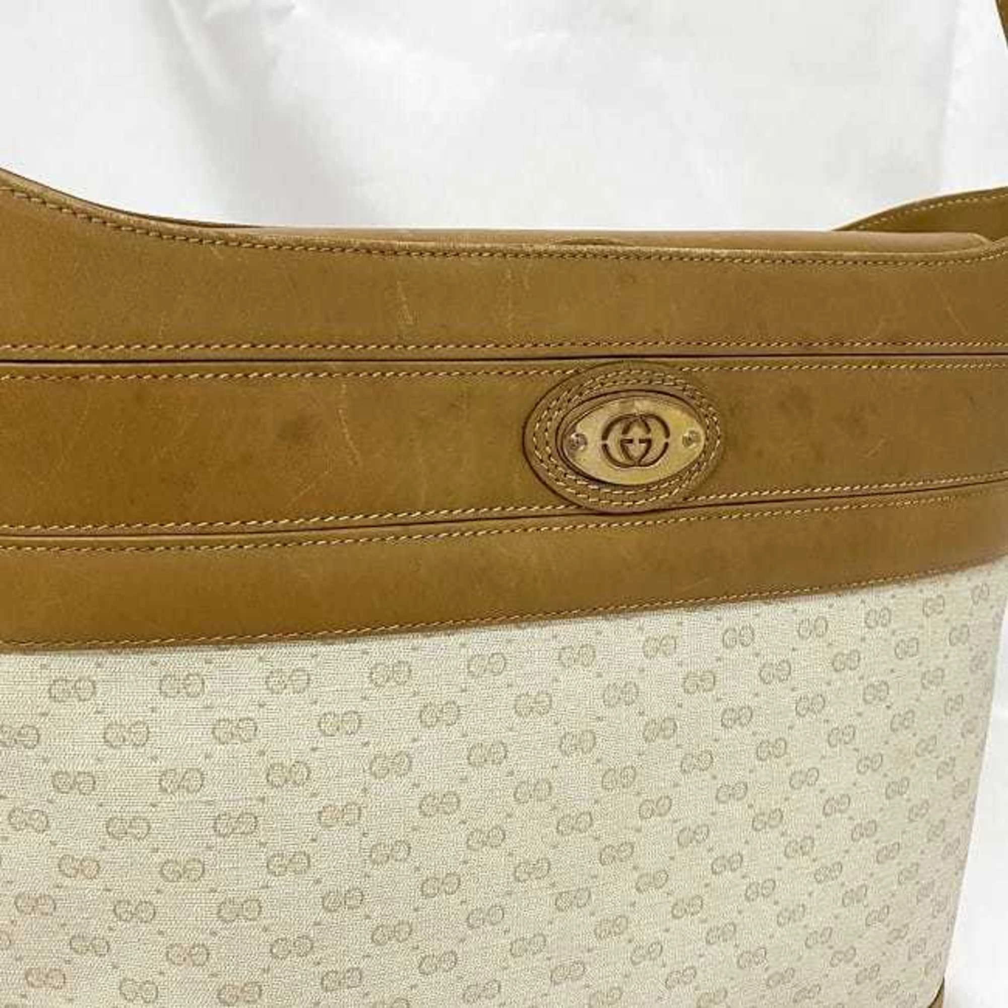 Gucci Beige Brown Gold Pvc Leather Shoulder Bag ()