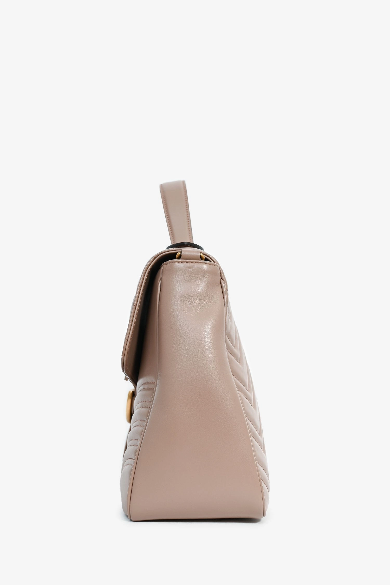 Gucci Beige Chevron Marmont Large Top Handle