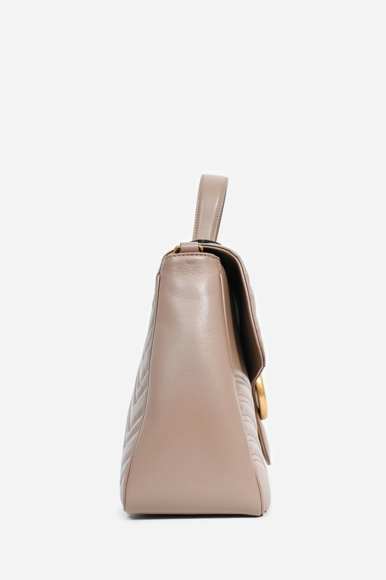 Gucci Beige Chevron Marmont Large Top Handle