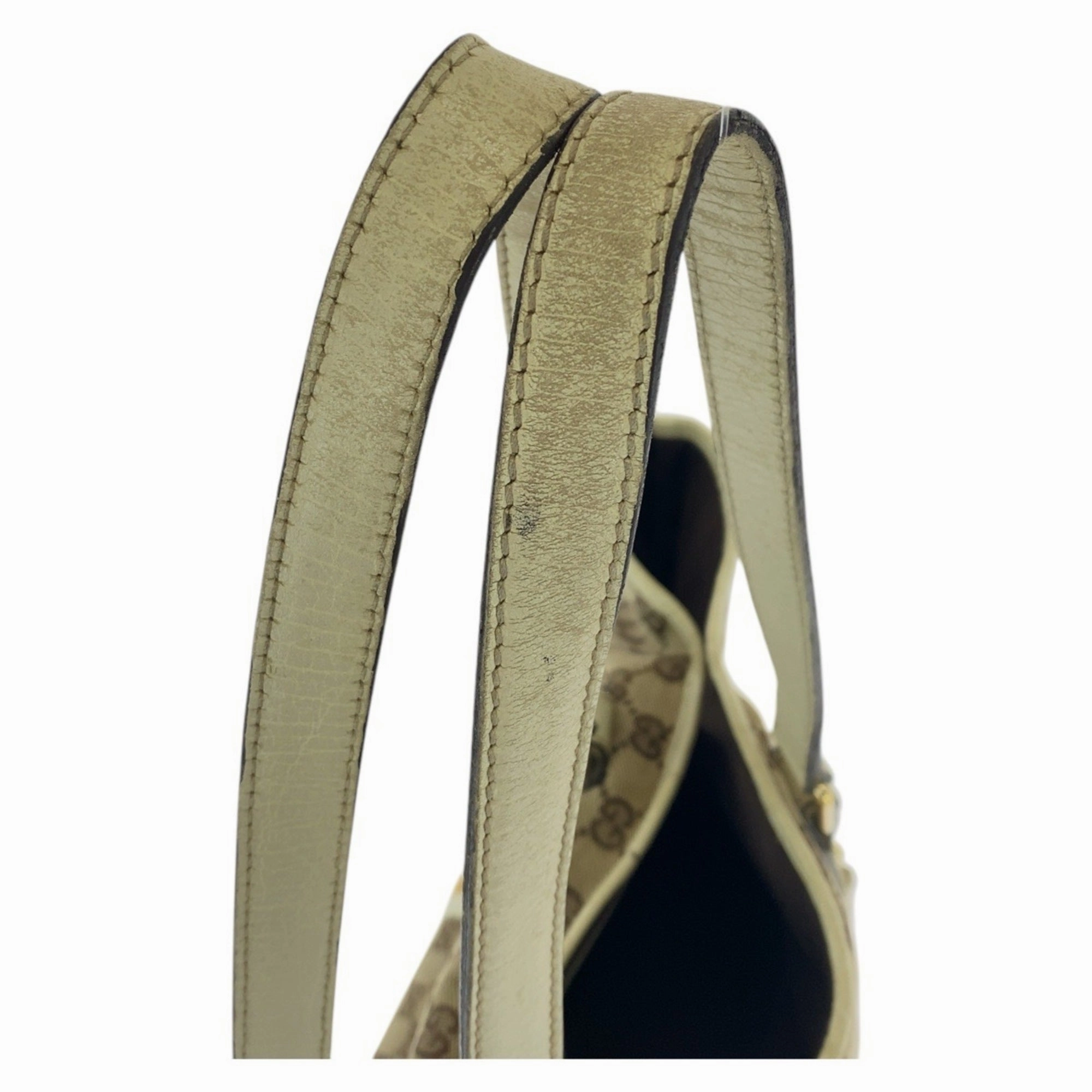 Gucci Beige Ivory Gg Canvas Leather Shoulder Bag Tote Bag ()