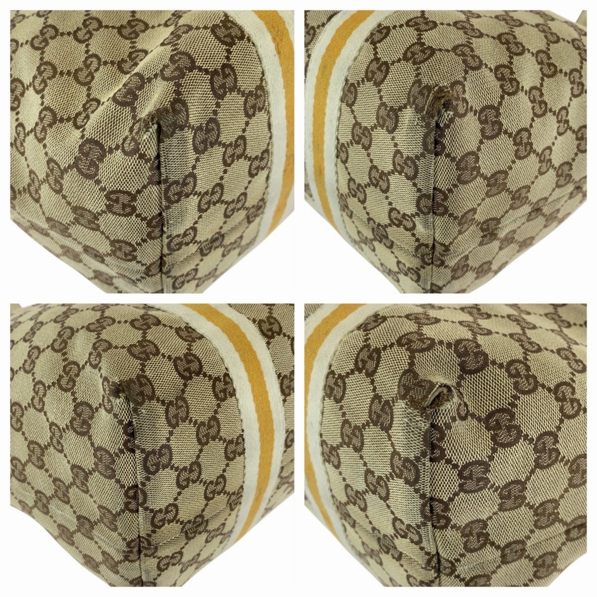 Gucci Beige Ivory Gg Canvas Leather Shoulder Bag Tote Bag ()