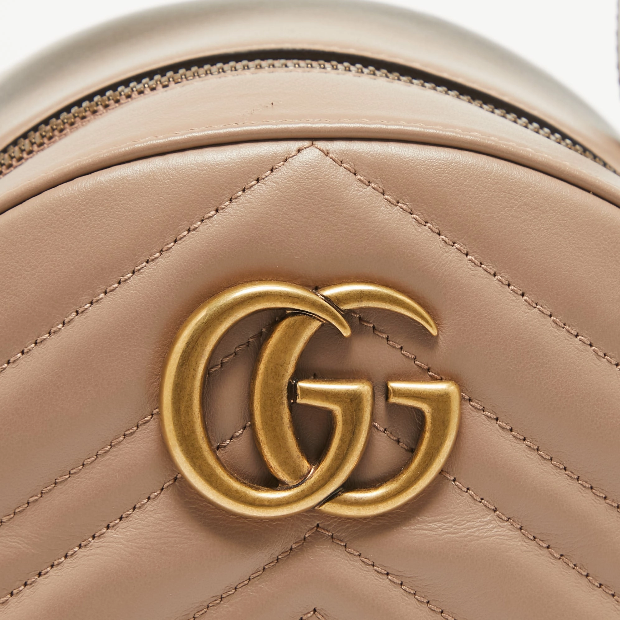 Gucci Beige Matelass&eacute; Leather Gg Marmont Backpack