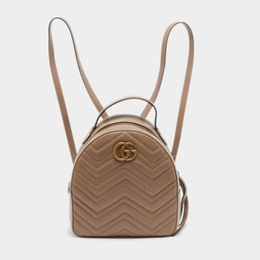 Gucci Beige Matelass&eacute; Leather Gg Marmont Backpack