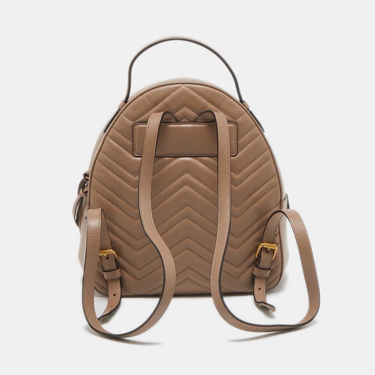 Gucci Beige Matelass&eacute; Leather Gg Marmont Backpack