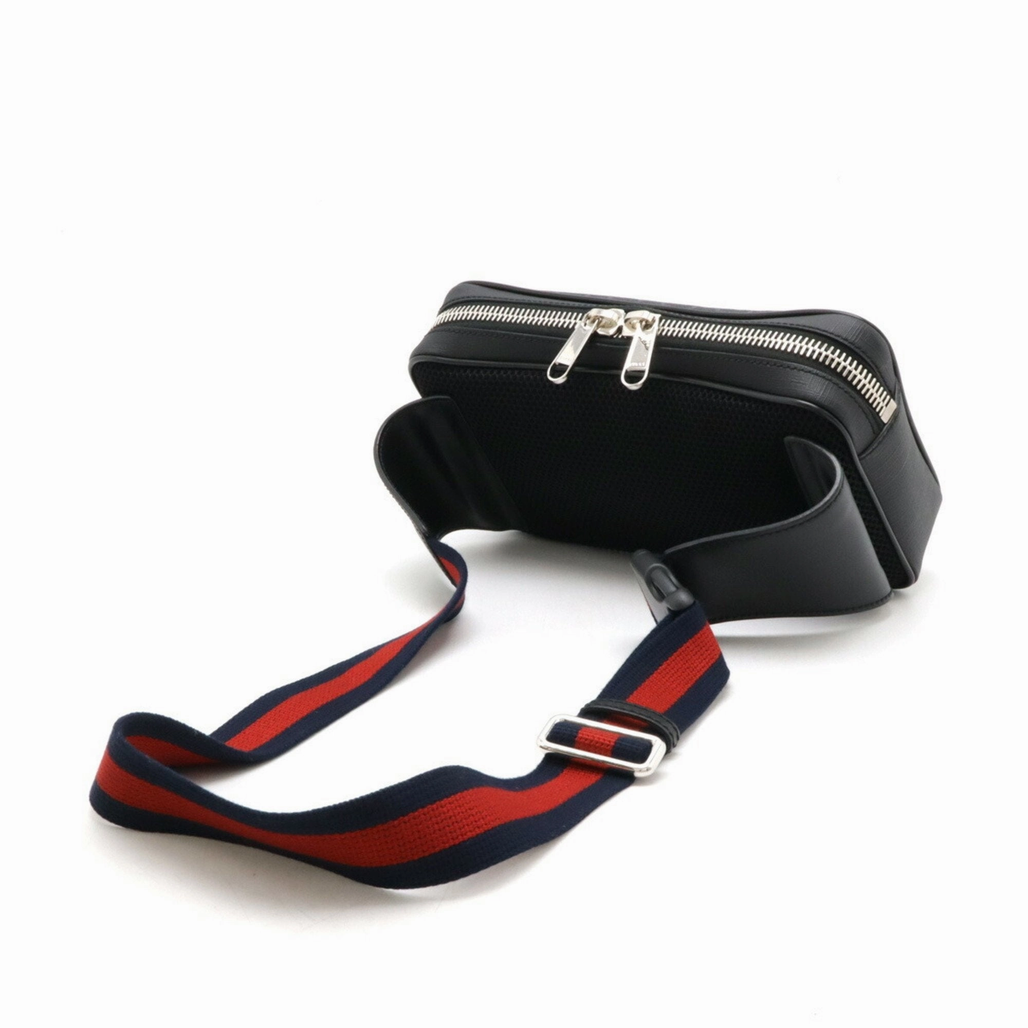 Gucci Black Dark Gray Navy Red Color Pvc Leather Shoulder Bag ()
