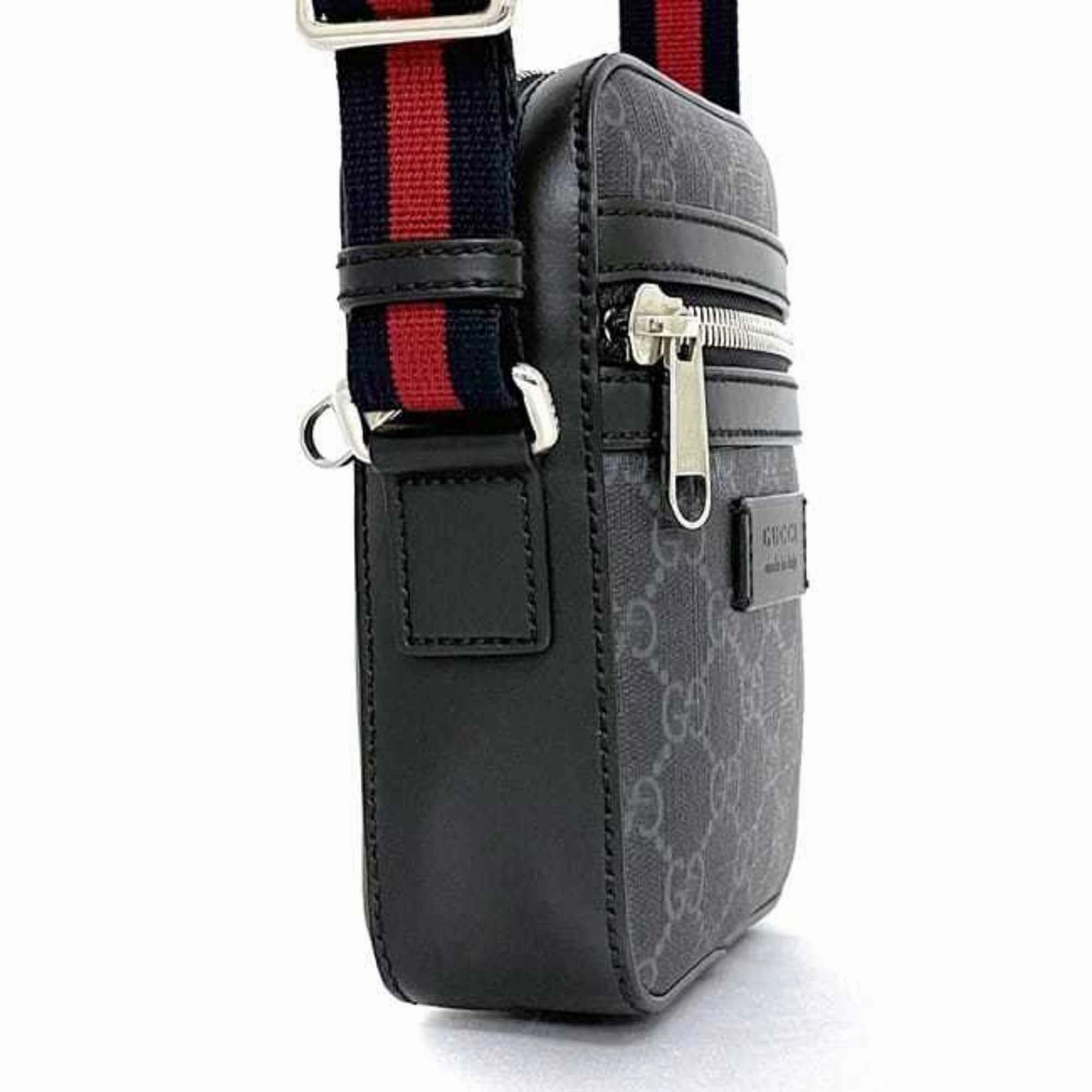 Gucci Black Gray Pvc Leather Pochette Shoulder Bag ()
