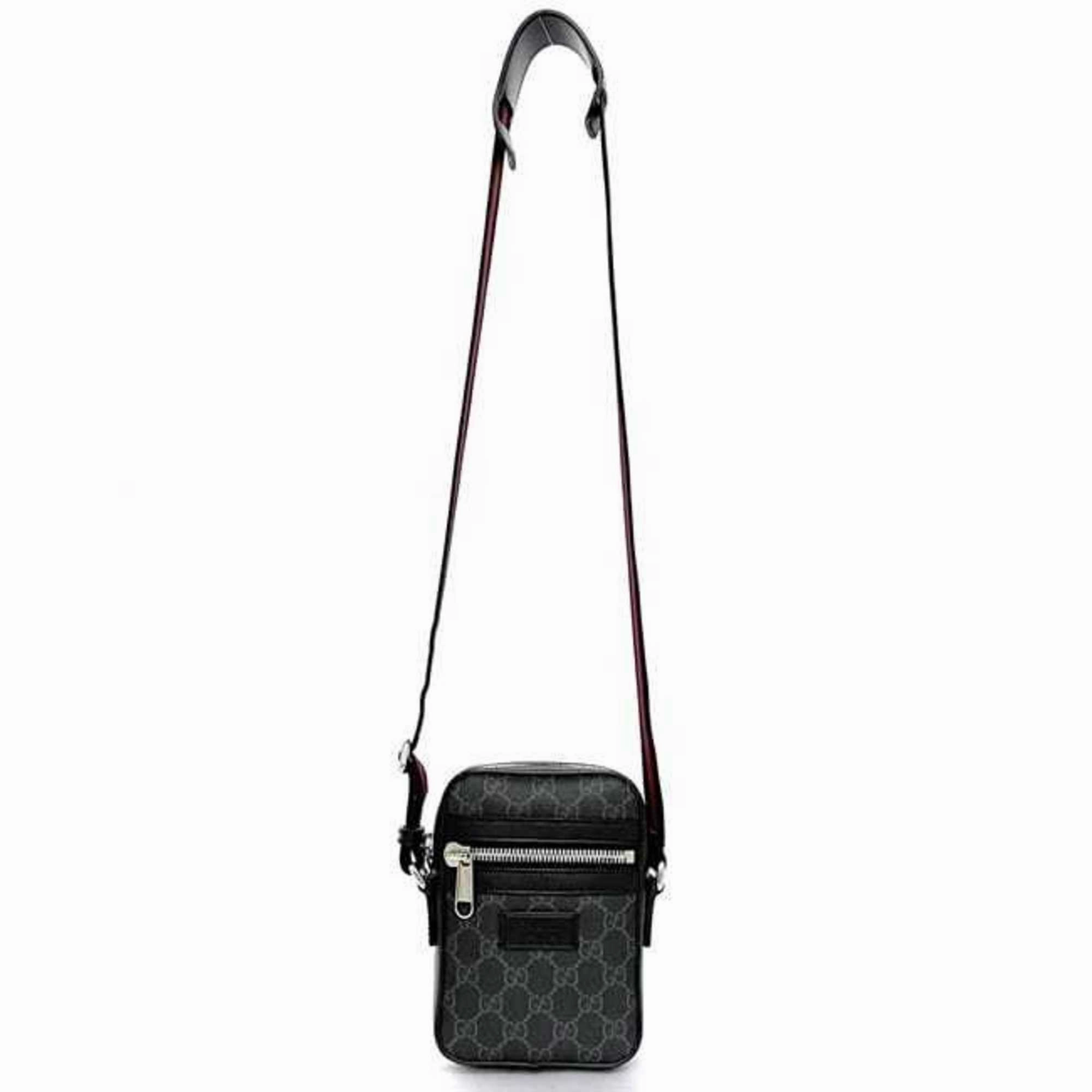 Gucci Black Gray Pvc Leather Pochette Shoulder Bag ()