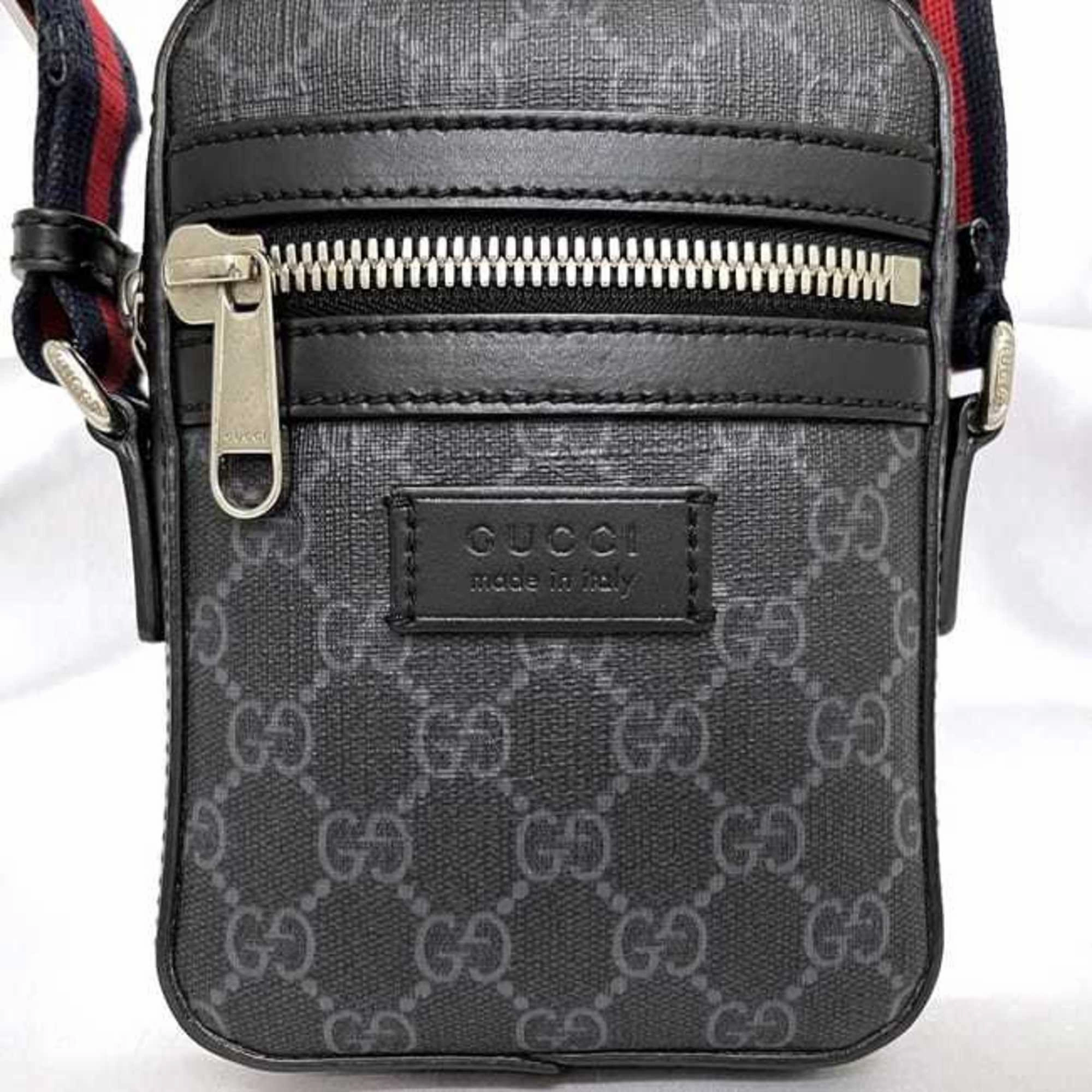 Gucci Black Gray Pvc Leather Pochette Shoulder Bag ()