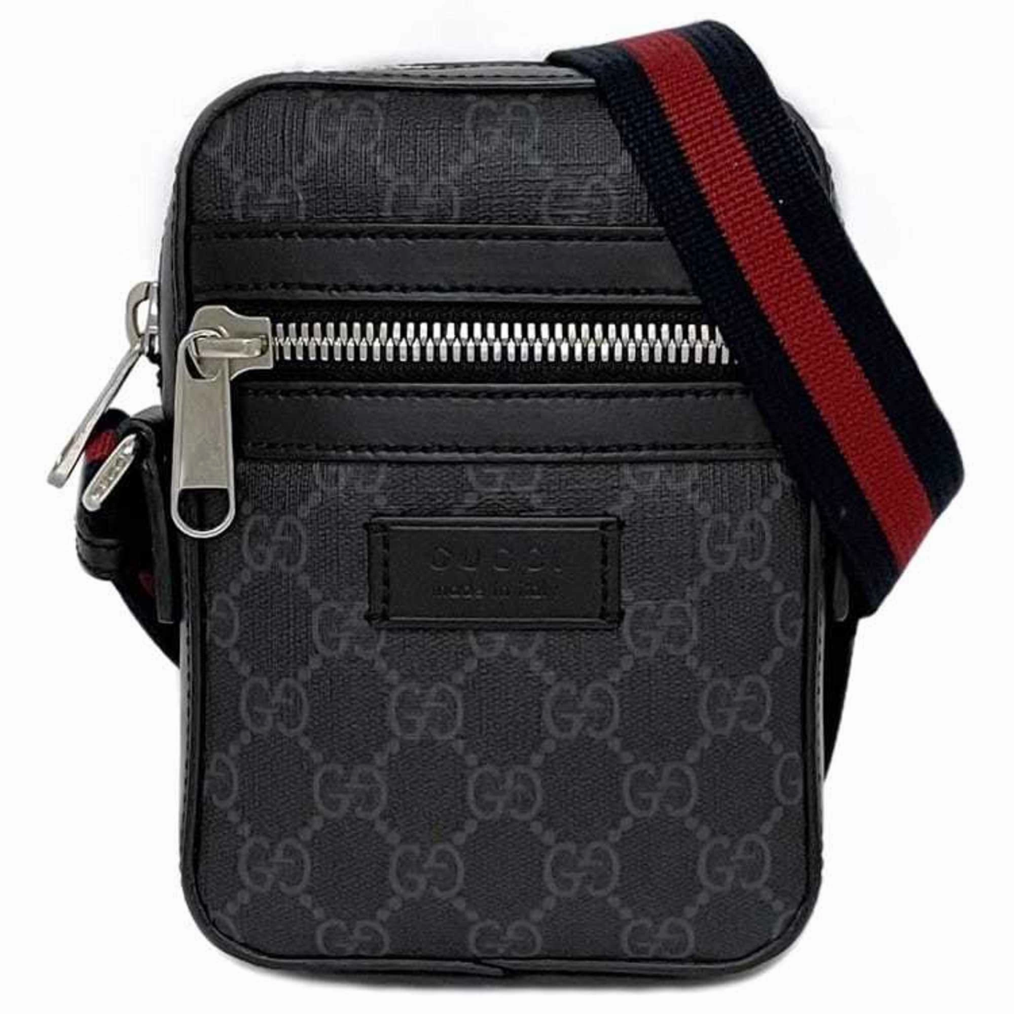 Gucci Black Gray Pvc Leather Pochette Shoulder Bag ()