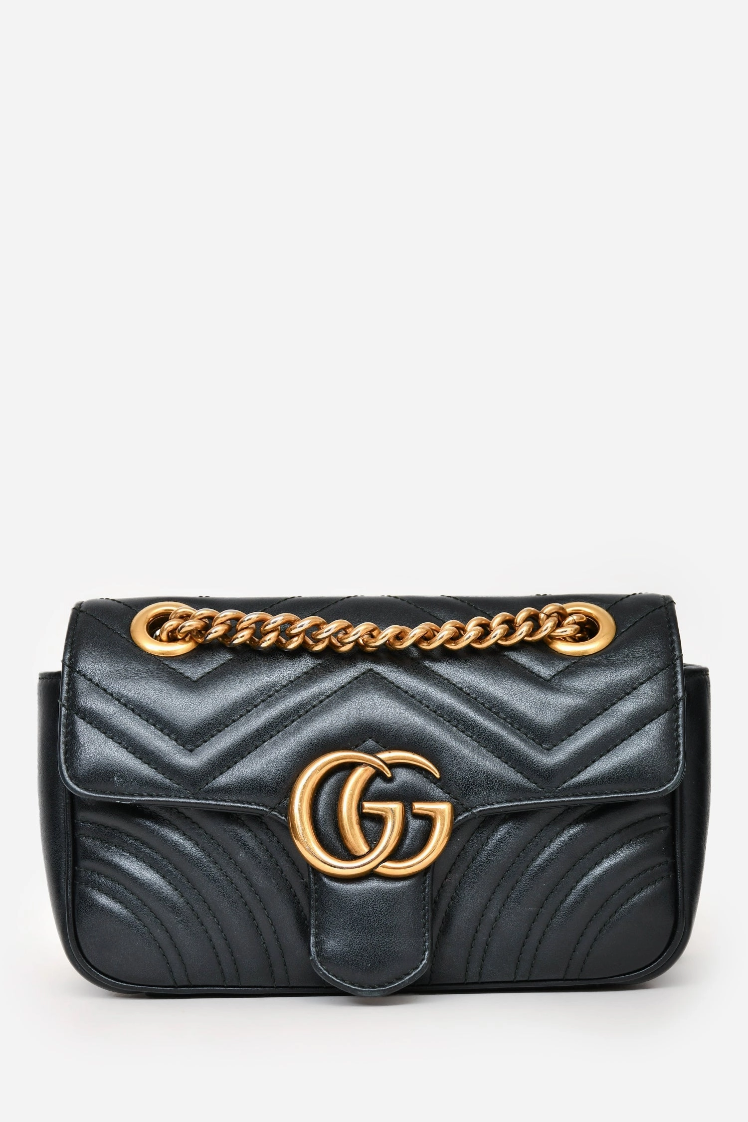 Gucci Black Leather Marmont Small Shoulder Bag (As Is)