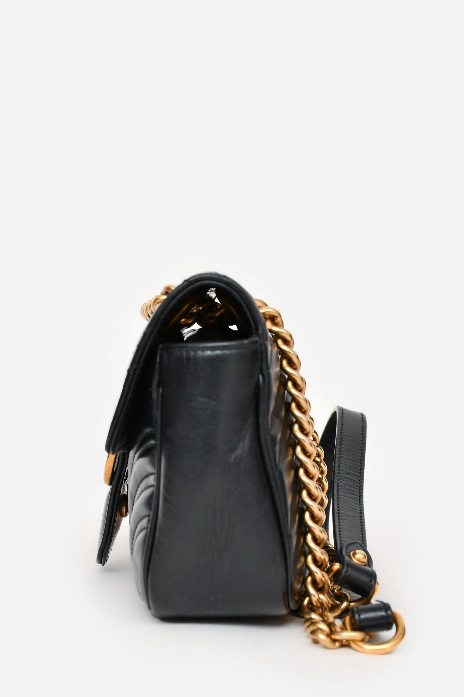 Gucci Black Leather Marmont Small Shoulder Bag (As Is)