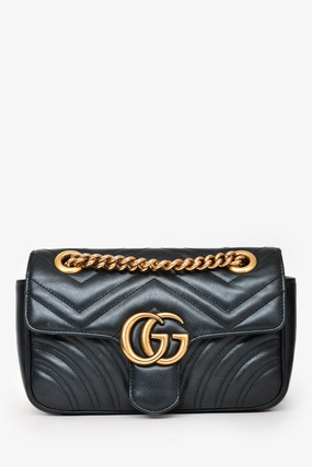 Gucci Black Leather Marmont Small Shoulder Bag (As Is)