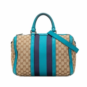 Gucci blue Gg Canvas Leather Handbag Shoulder Bag (Pre-Owned)