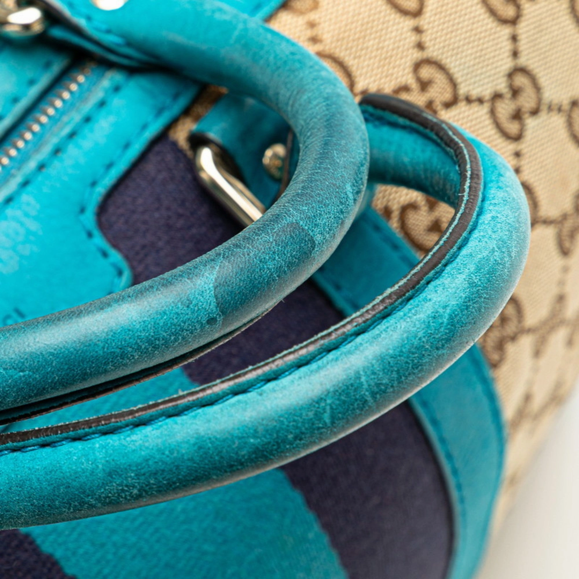 Gucci blue Gg Canvas Leather Handbag Shoulder Bag (Pre-Owned)