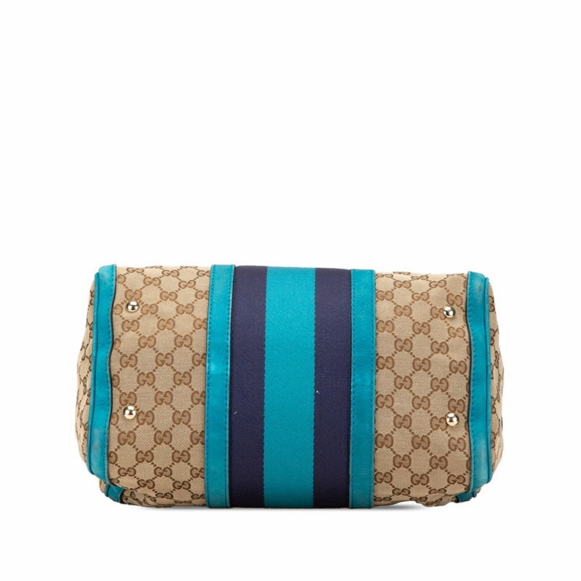 Gucci blue Gg Canvas Leather Handbag Shoulder Bag (Pre-Owned)