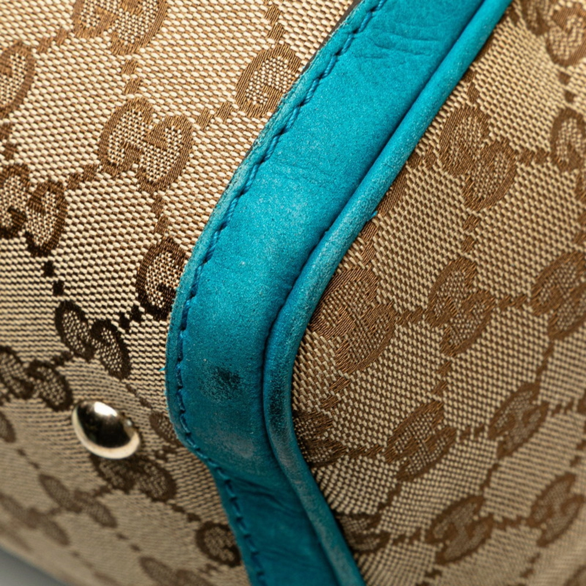 Gucci blue Gg Canvas Leather Handbag Shoulder Bag (Pre-Owned)