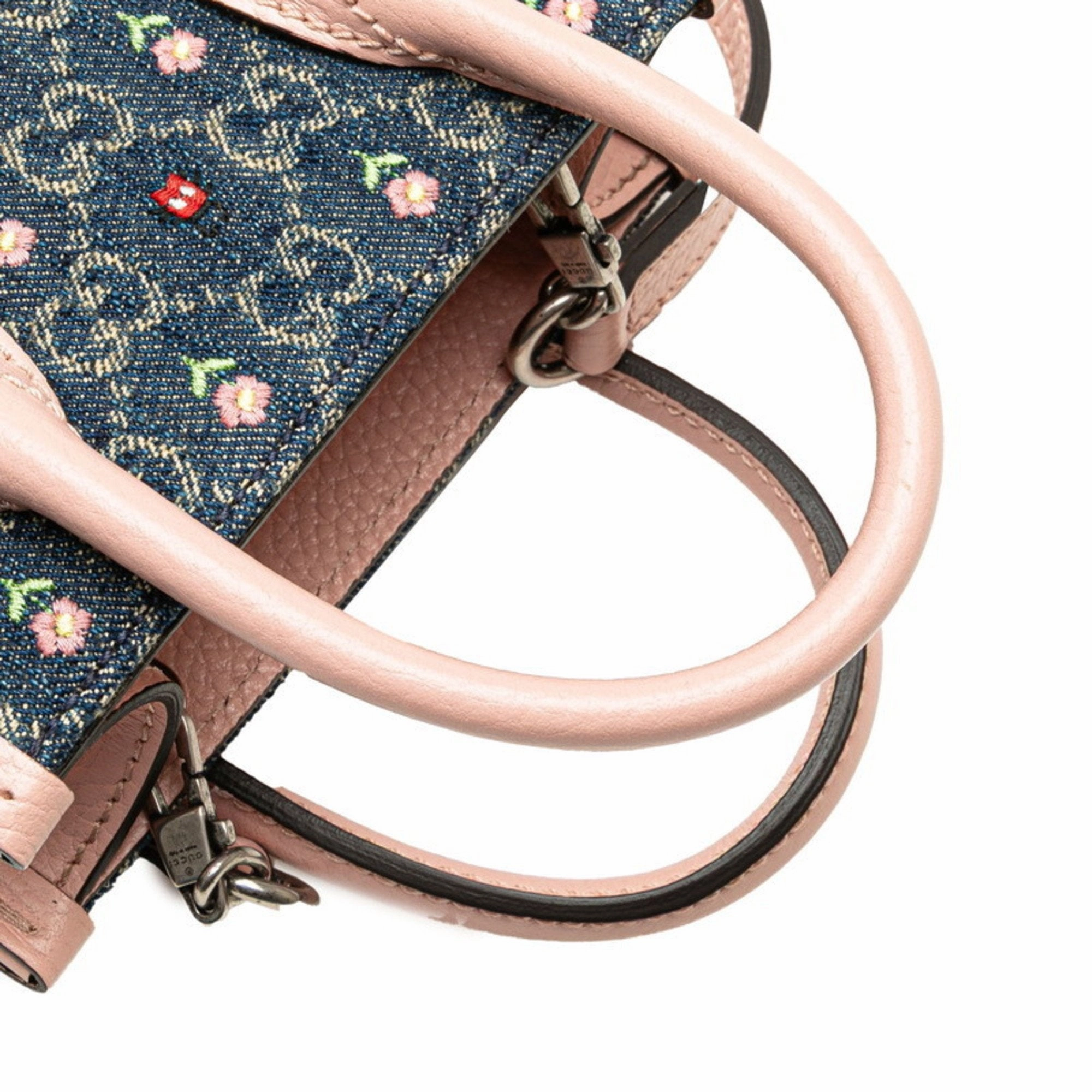 Gucci blue pink blue Leather Handbag Shoulder Bag (Pre-Owned)