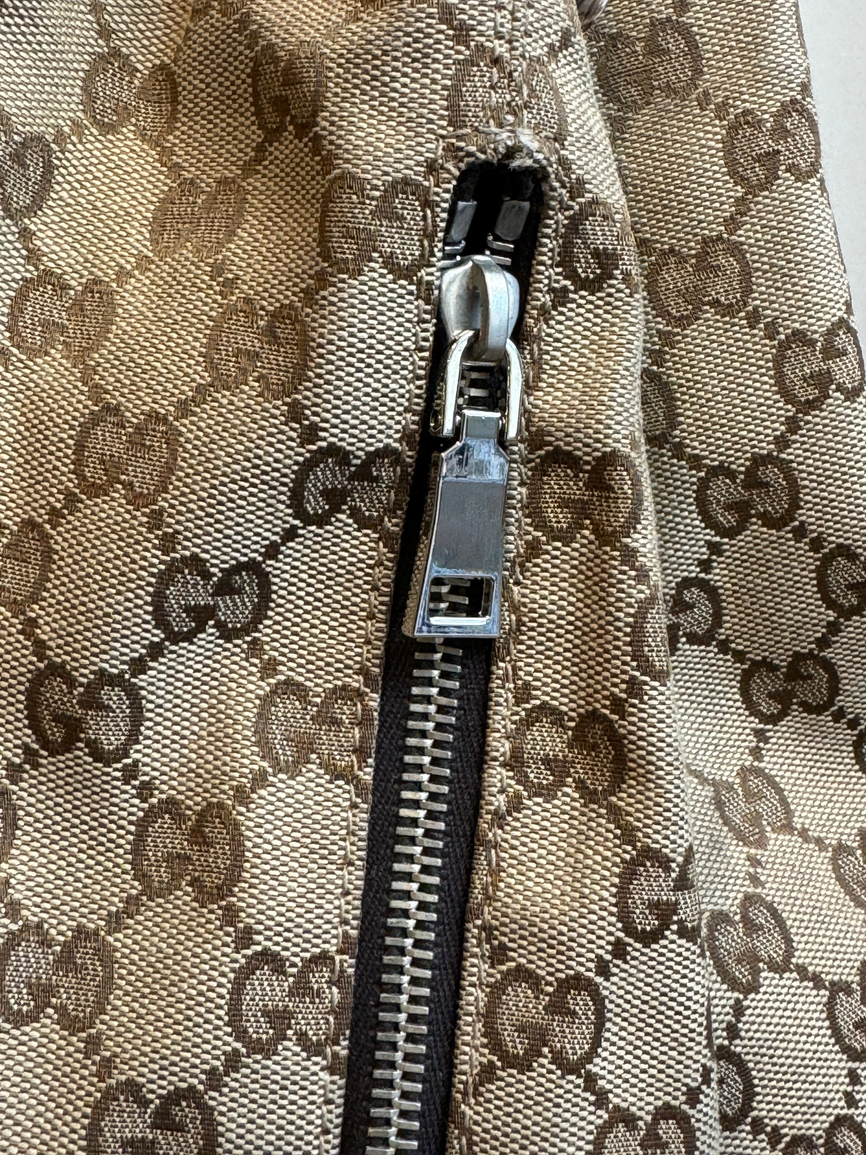 GUCCI Canvas Drawstring Leather Dk Brown Backpack