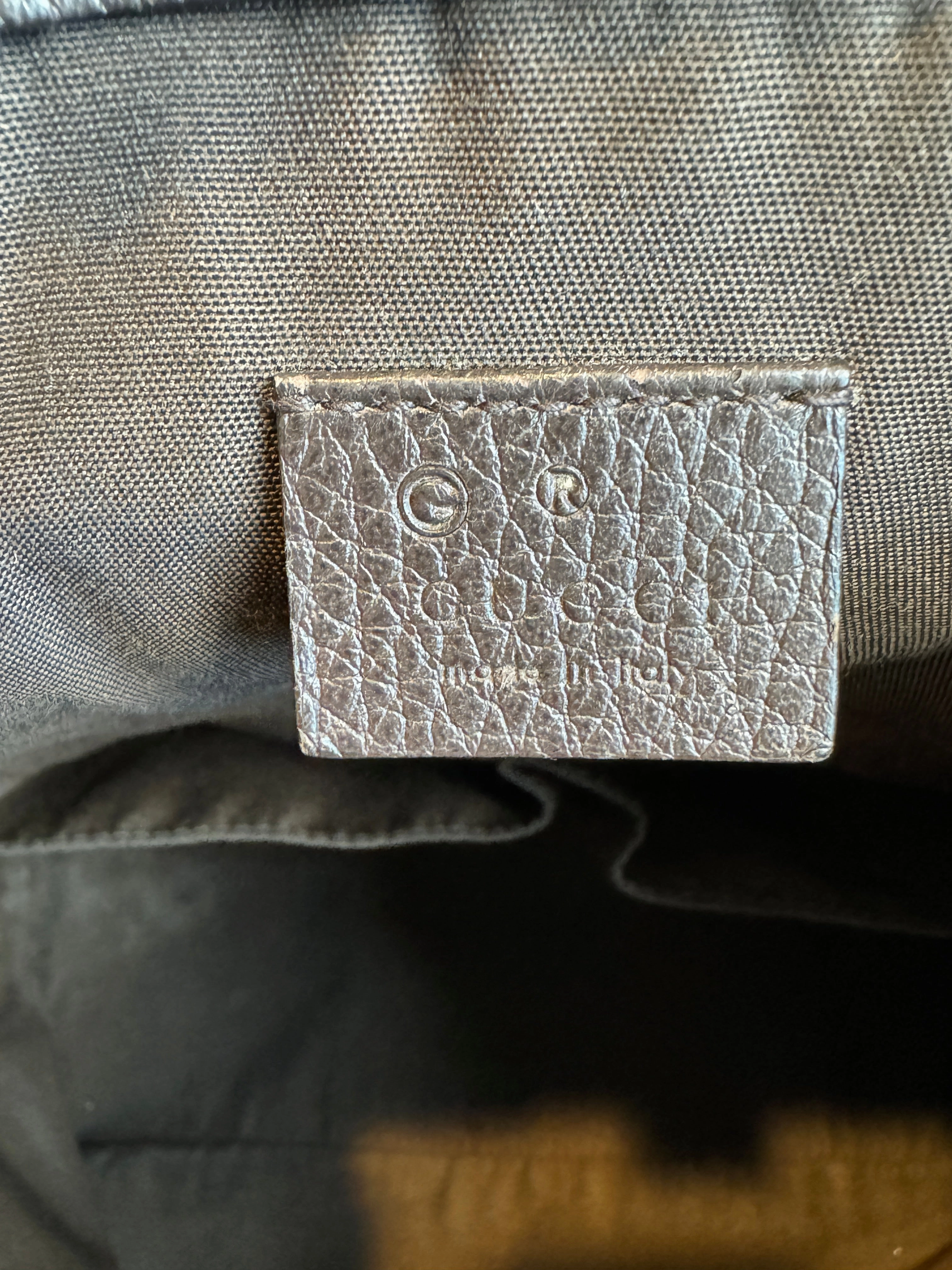 GUCCI Canvas Drawstring Leather Dk Brown Backpack