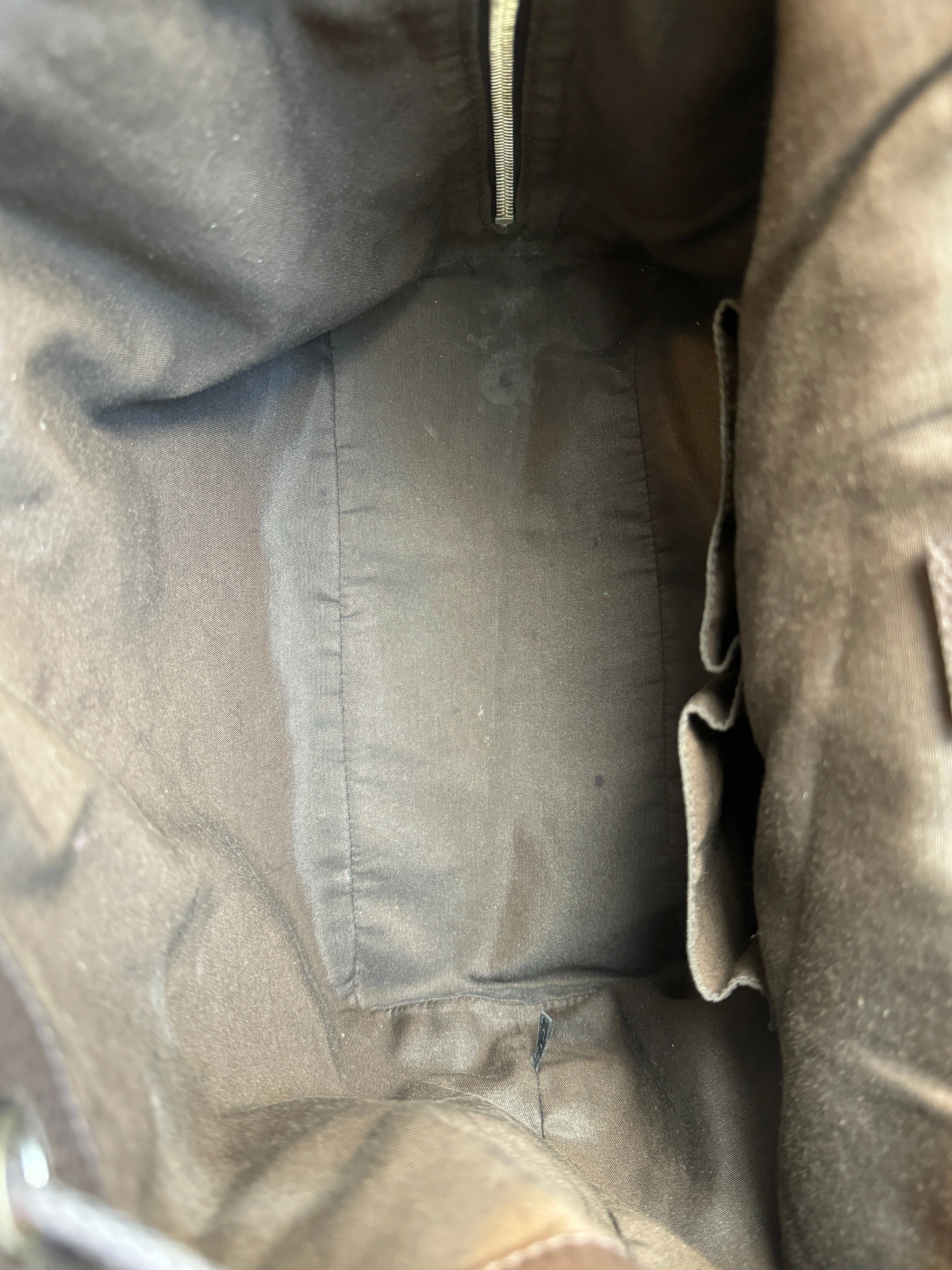 GUCCI Canvas Drawstring Leather Dk Brown Backpack