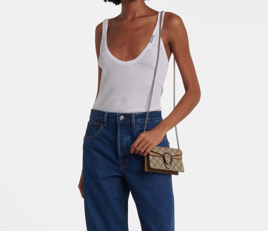 GUCCI Dionysus Canvas With Leather Shoulder Bag