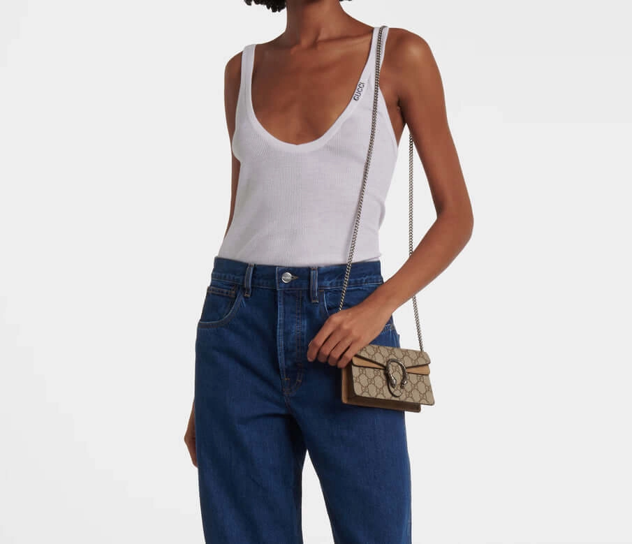 GUCCI Dionysus Canvas With Leather Shoulder Bag