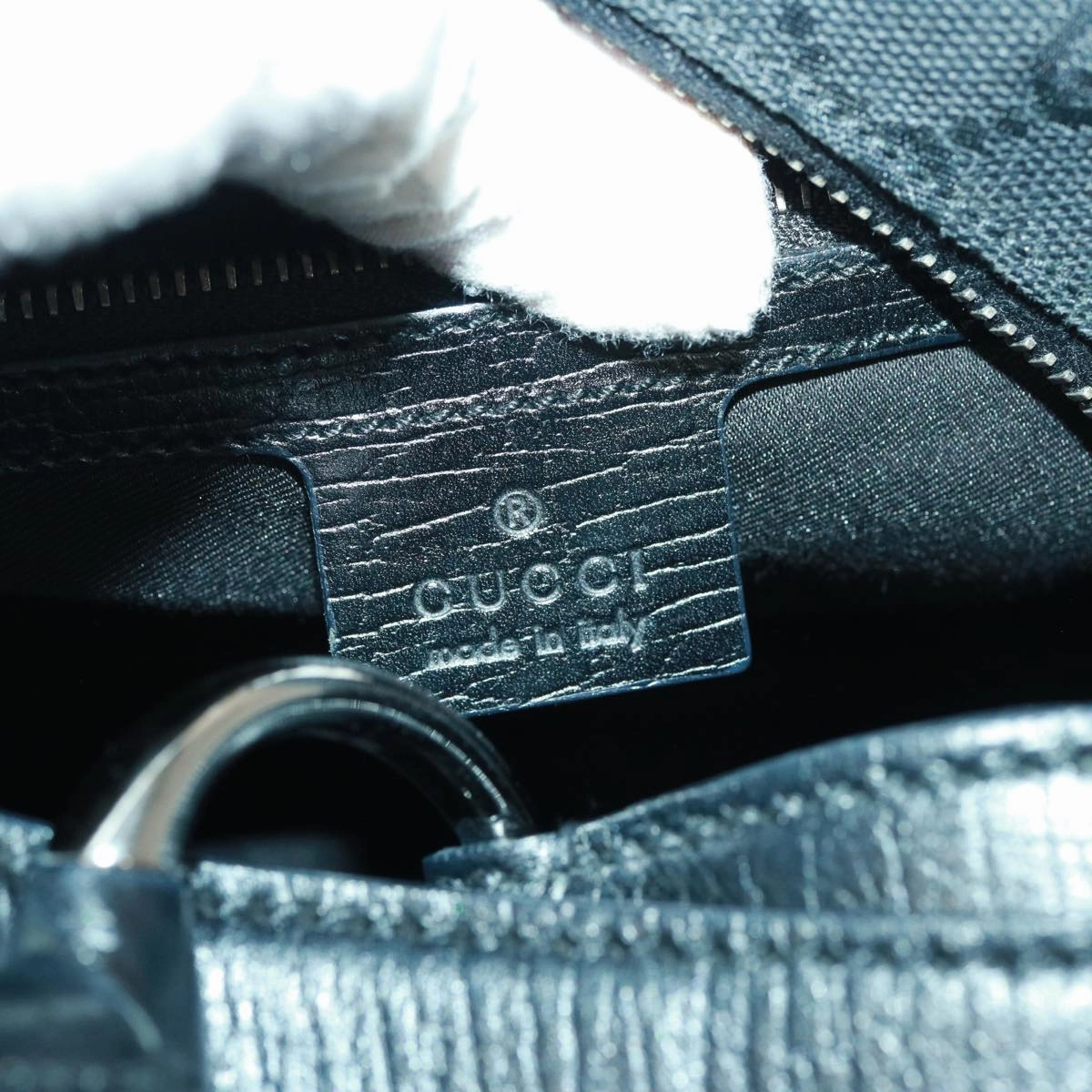 GUCCI GG Canvas Horsebit Shoulder Bag Black 115867  13263