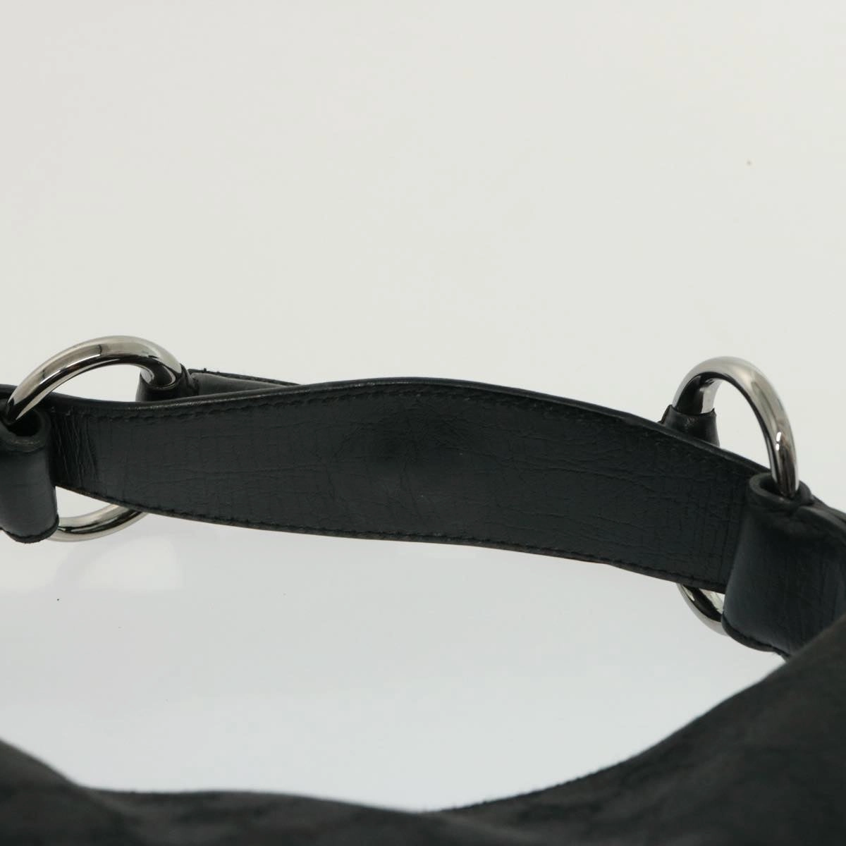 GUCCI GG Canvas Horsebit Shoulder Bag Black 115867  13263
