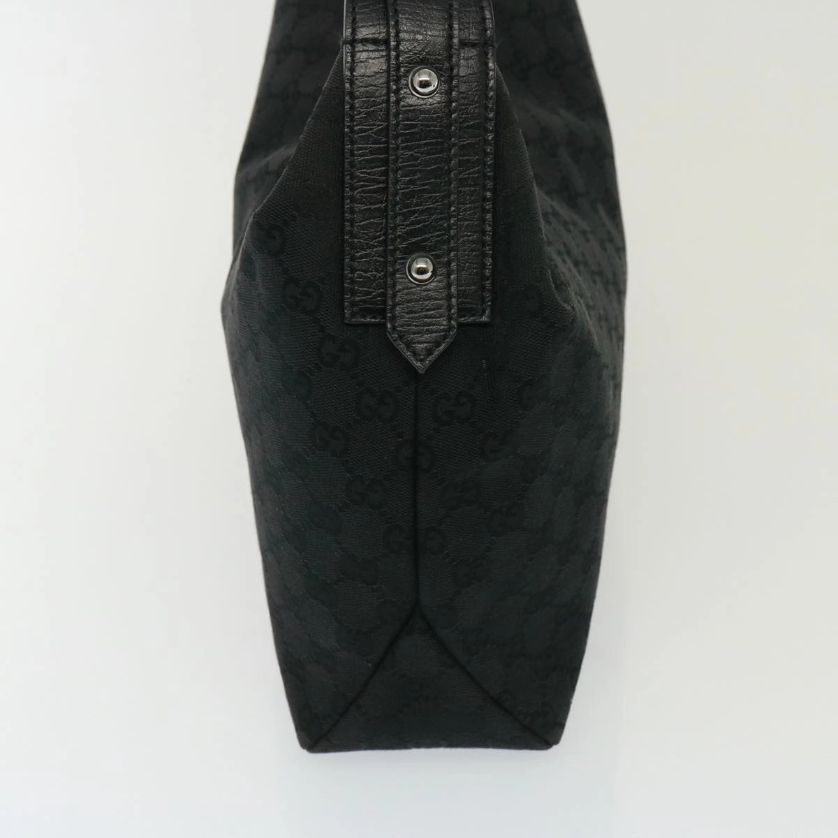 GUCCI GG Canvas Horsebit Shoulder Bag Black 115867  13263