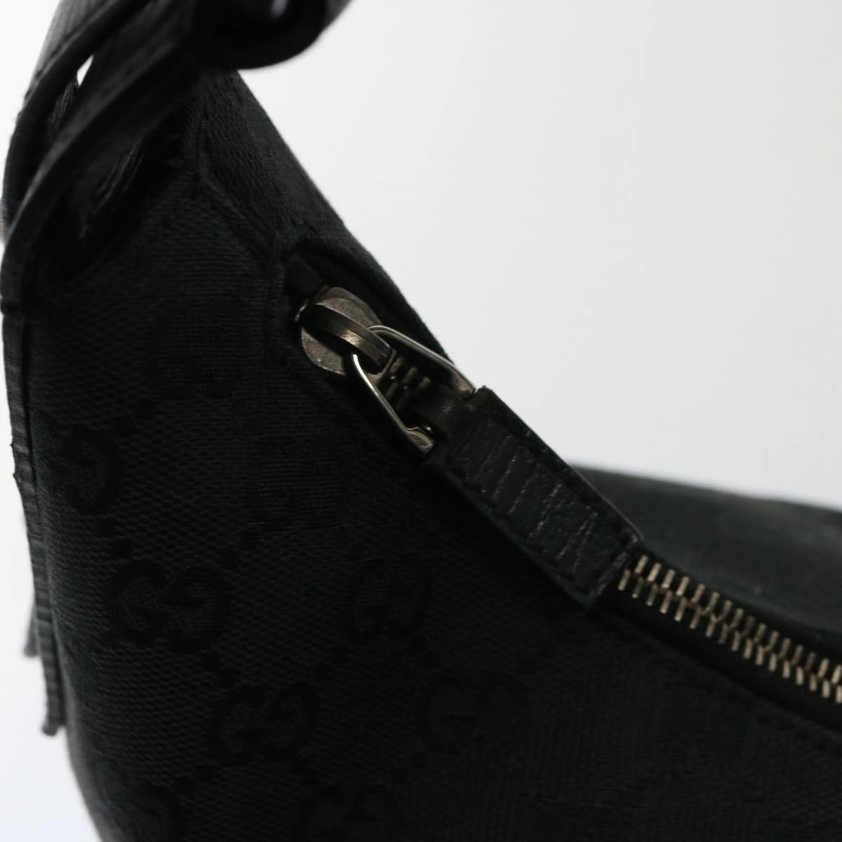 GUCCI GG Canvas Horsebit Shoulder Bag Black 115867  13263