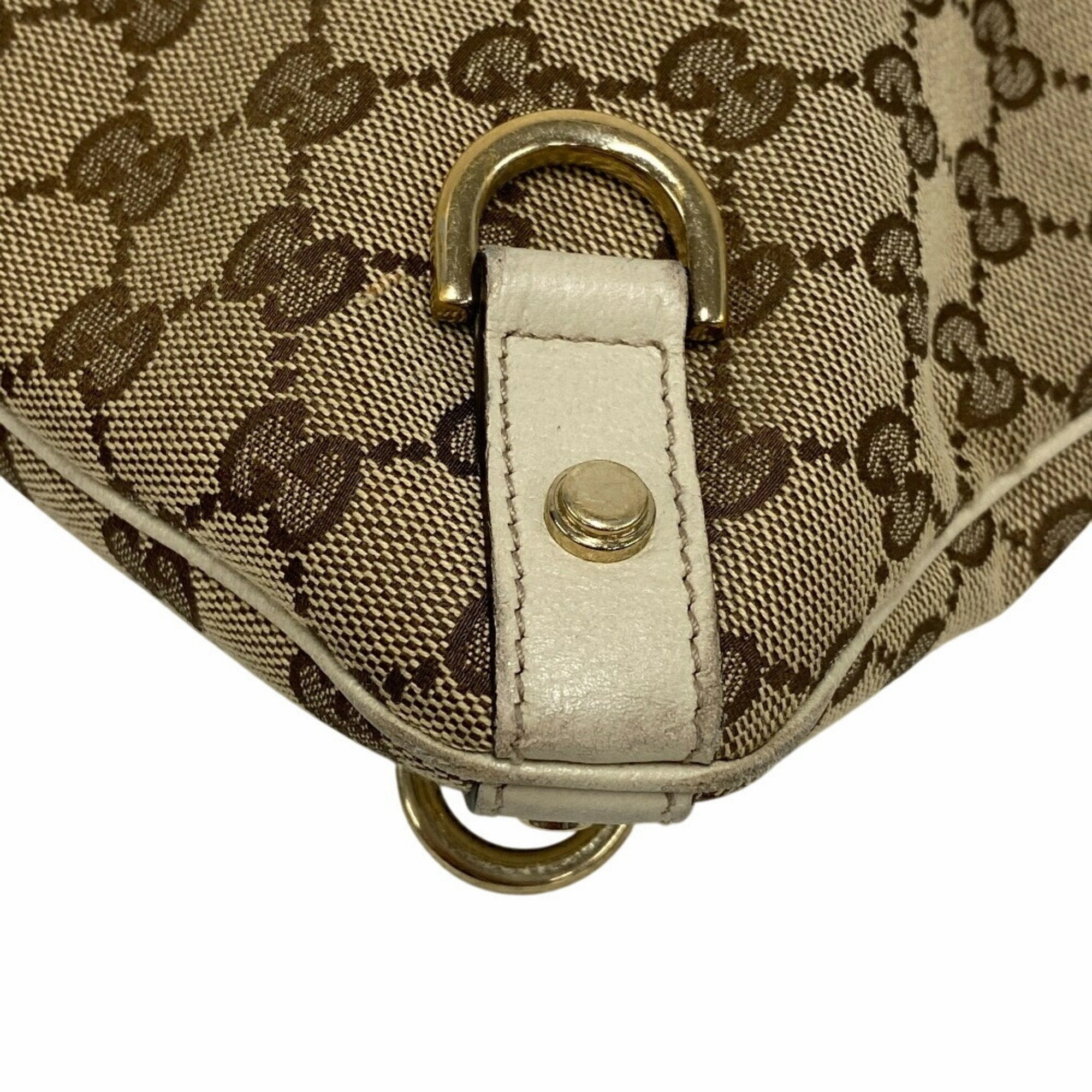 Gucci Gg Canvas Leather Shoulder Bag (Pre-Owned)