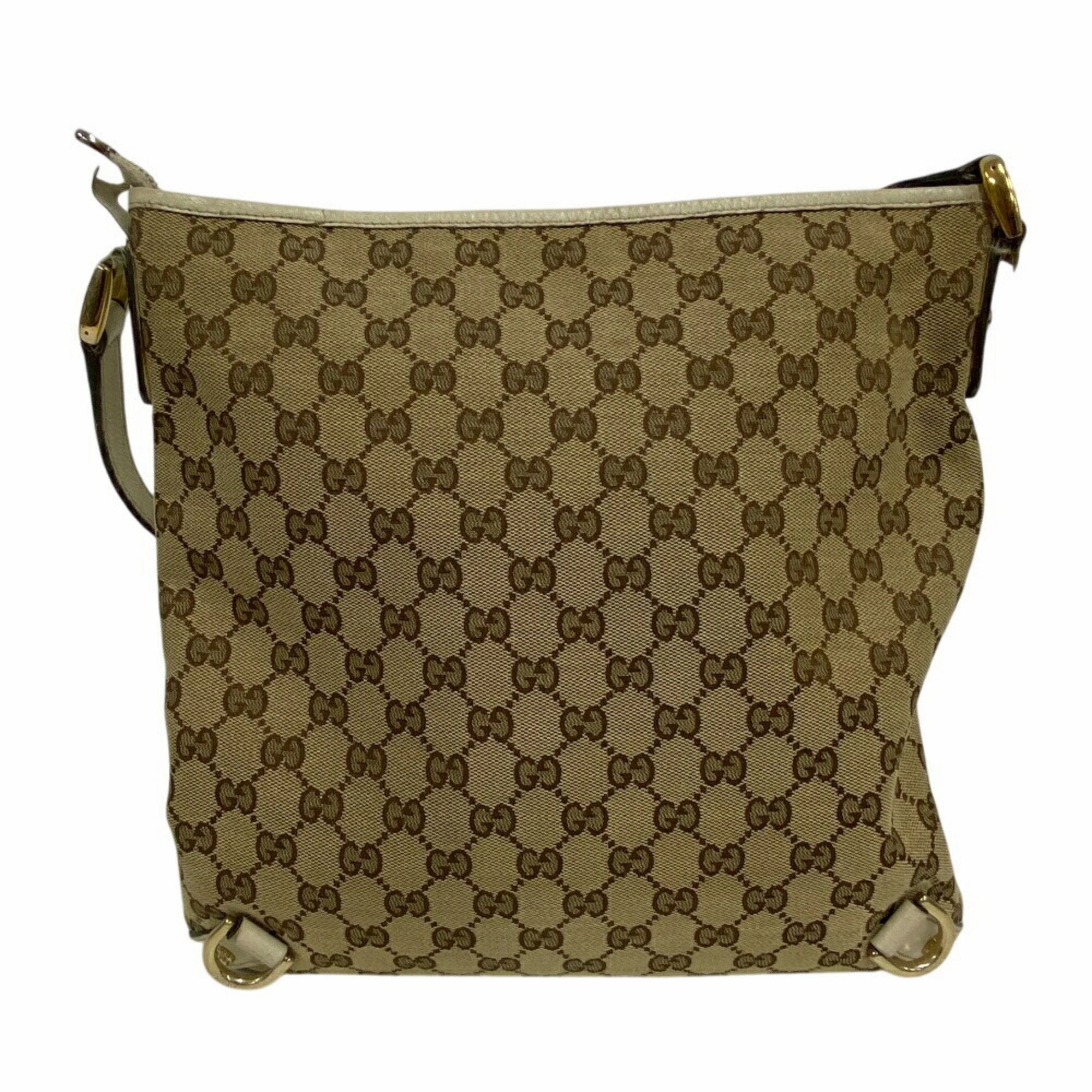 Gucci Gg Canvas Leather Shoulder Bag (Pre-Owned)