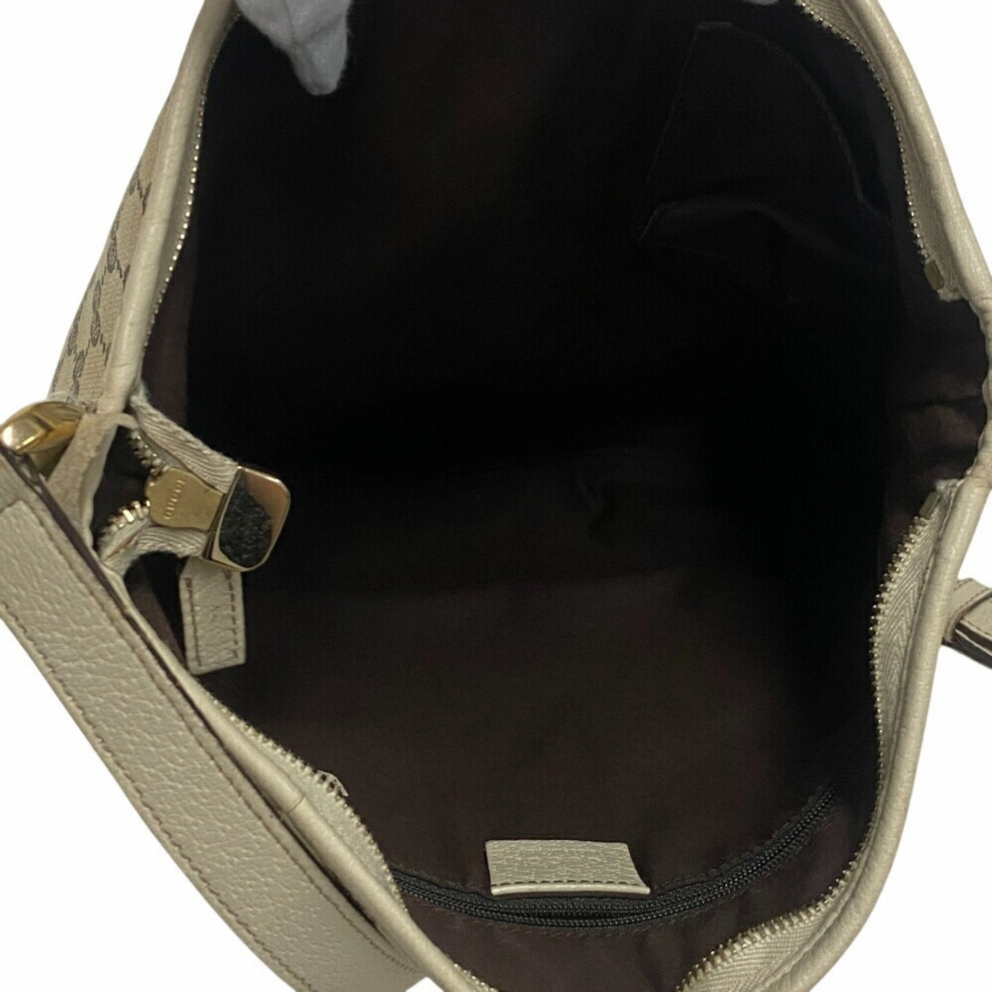 Gucci Gg Canvas Leather Shoulder Bag (Pre-Owned)