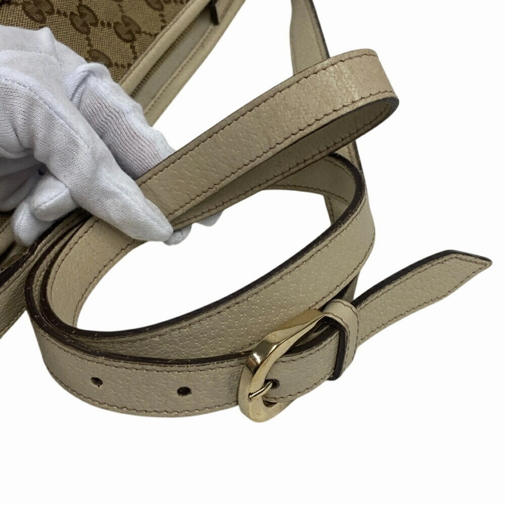 Gucci Gg Canvas Leather Shoulder Bag (Pre-Owned)