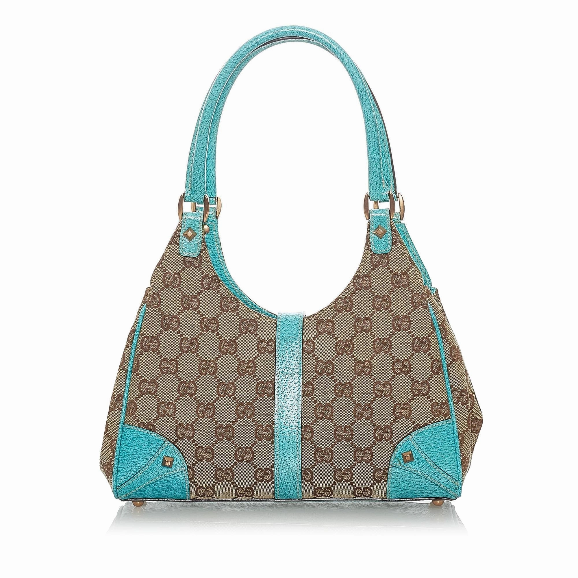 Gucci GG Canvas Nailhead Jackie Shoulder Bag (SHG-32595)