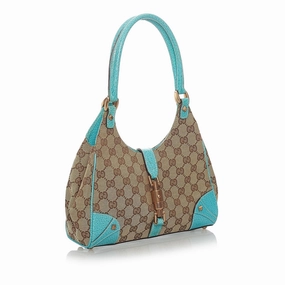 Gucci GG Canvas Nailhead Jackie Shoulder Bag (SHG-32595)