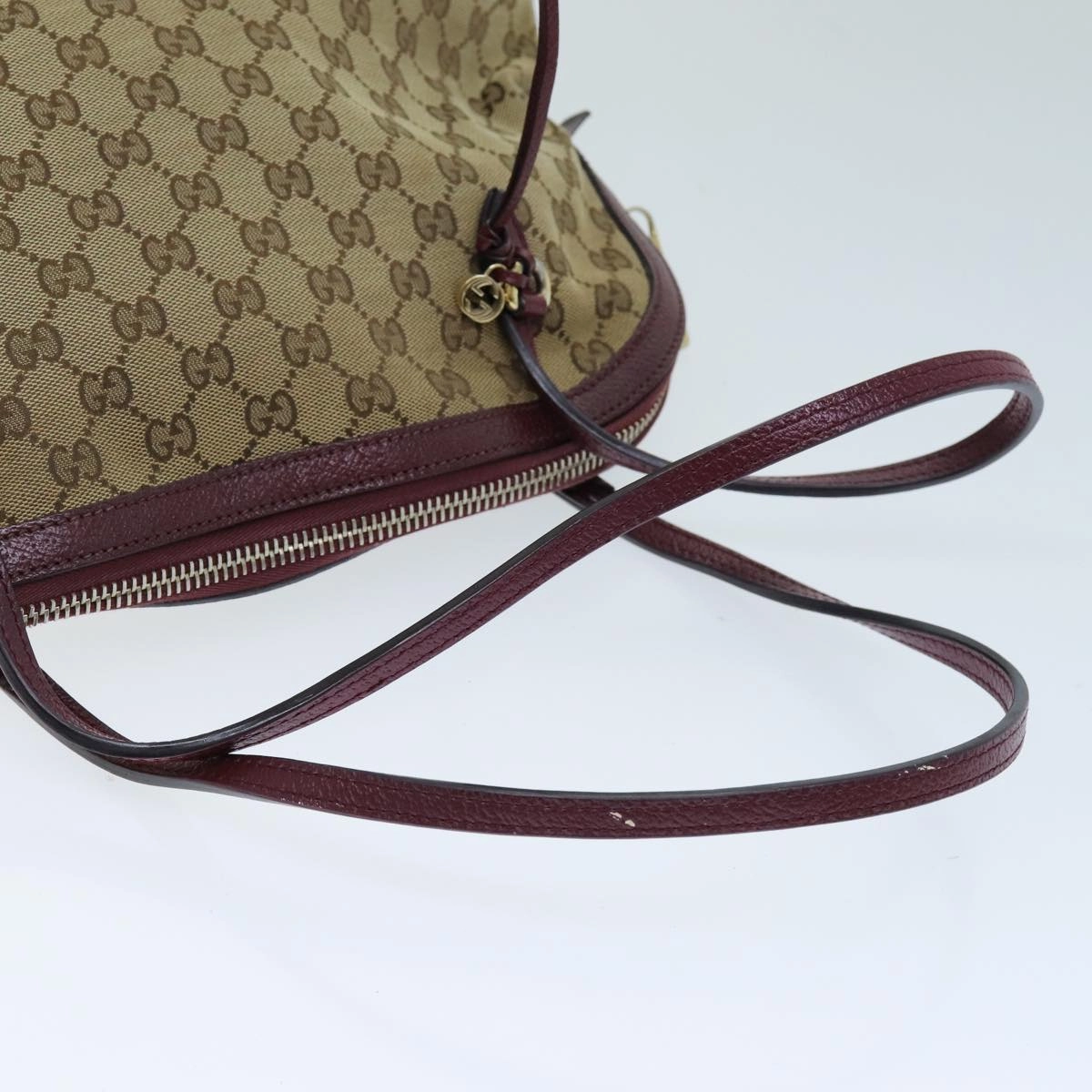 GUCCI GG Canvas Shoulder Bag Bordeaux Beige 323673  bs14437