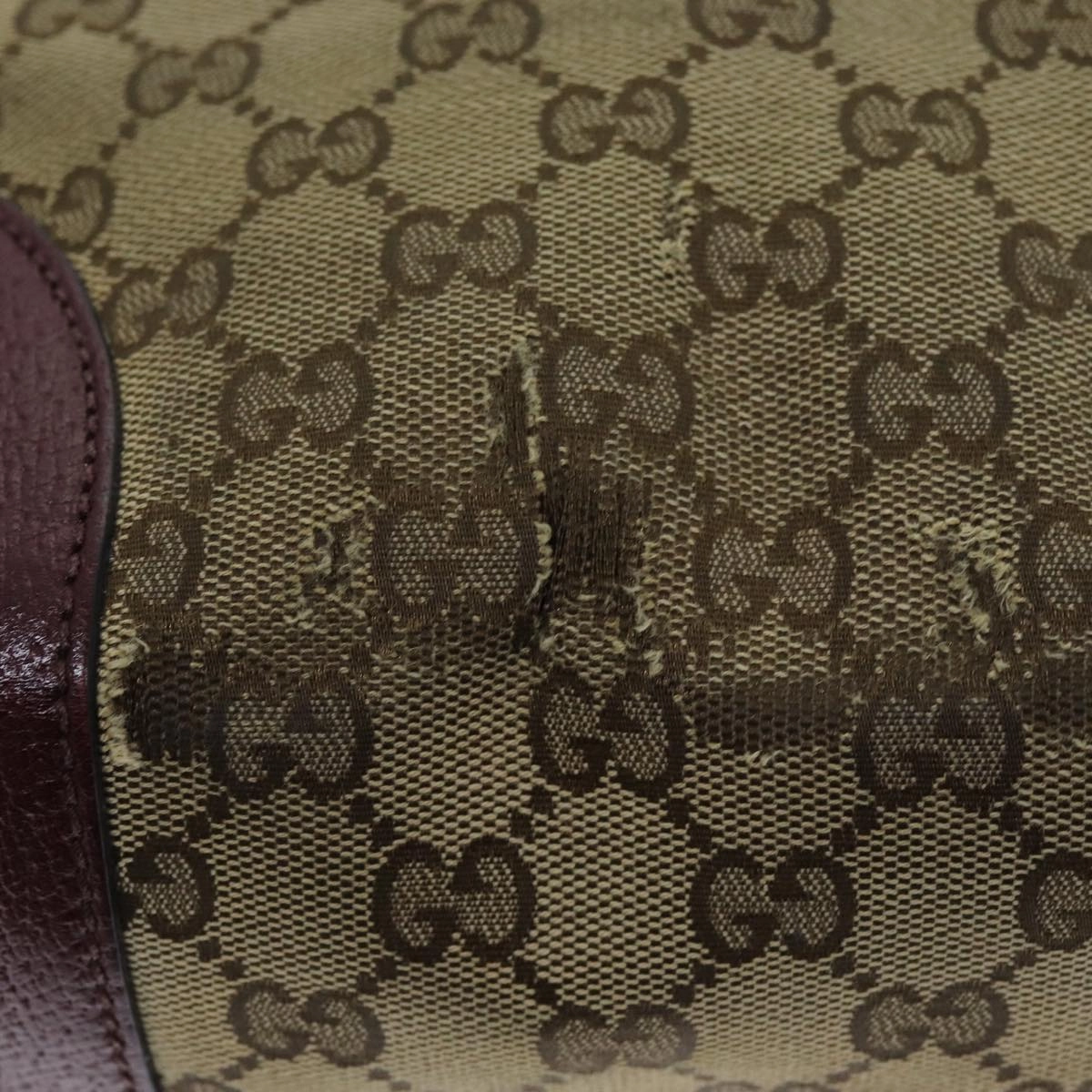 GUCCI GG Canvas Shoulder Bag Bordeaux Beige 323673  bs14437