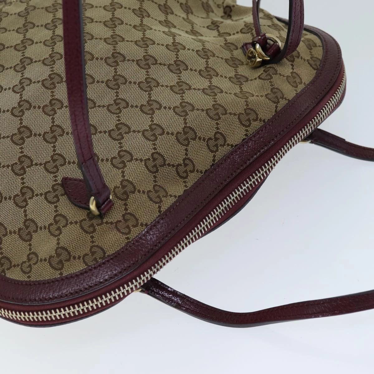 GUCCI GG Canvas Shoulder Bag Bordeaux Beige 323673  bs14437