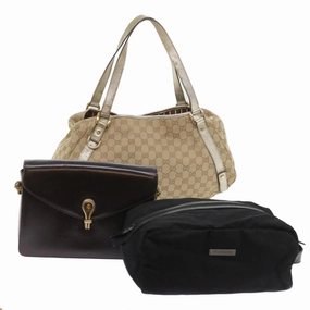 GUCCI GG Canvas Shoulder Bag Nylon Leather 3Set Beige Brown black  bs8794