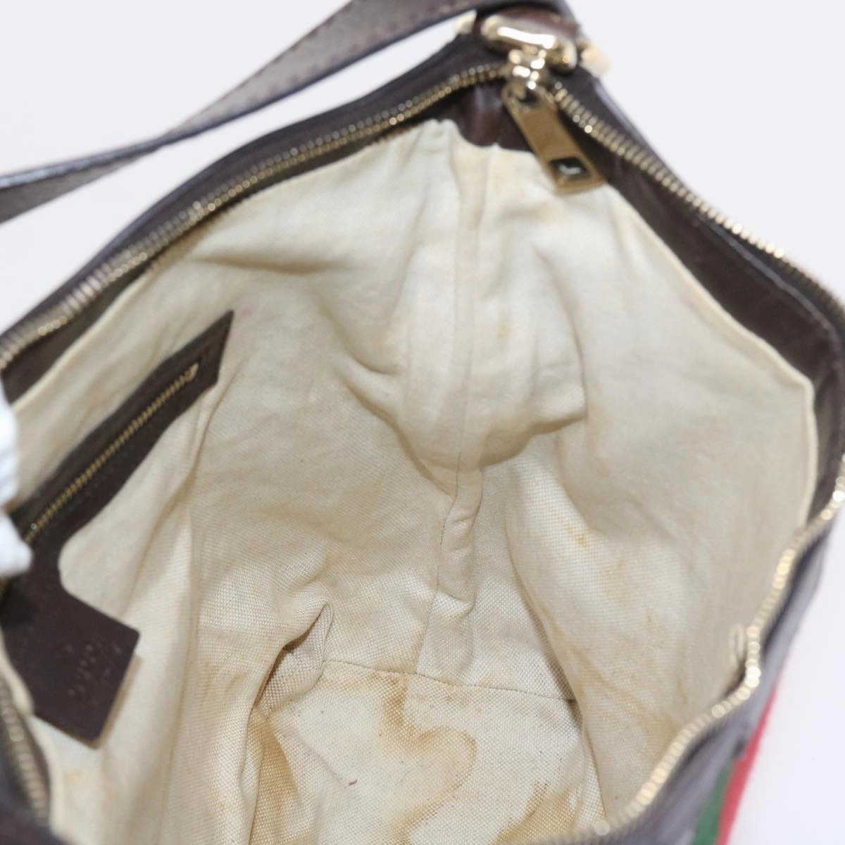 GUCCI GG Canvas Web Sherry Line Shoulder Bag Beige Green Red 257084  56567