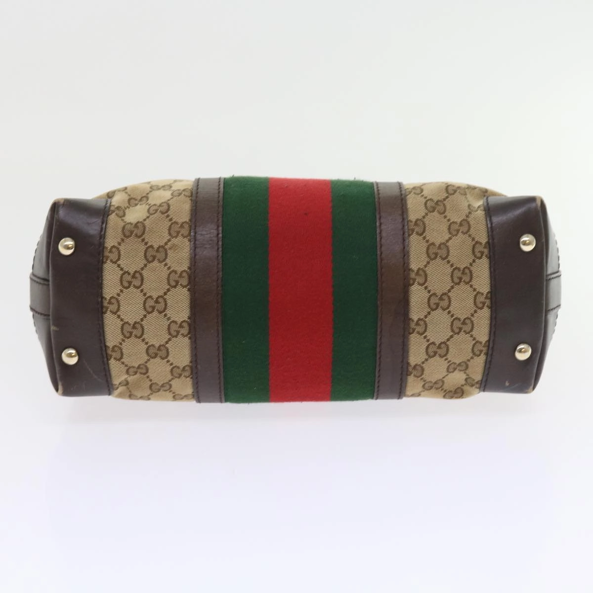 GUCCI GG Canvas Web Sherry Line Shoulder Bag Beige Green Red 257084  56567