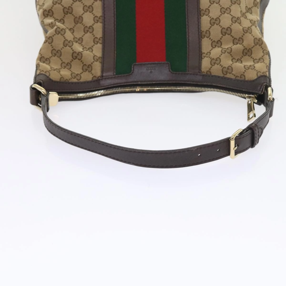 GUCCI GG Canvas Web Sherry Line Shoulder Bag Beige Green Red 257084  56567