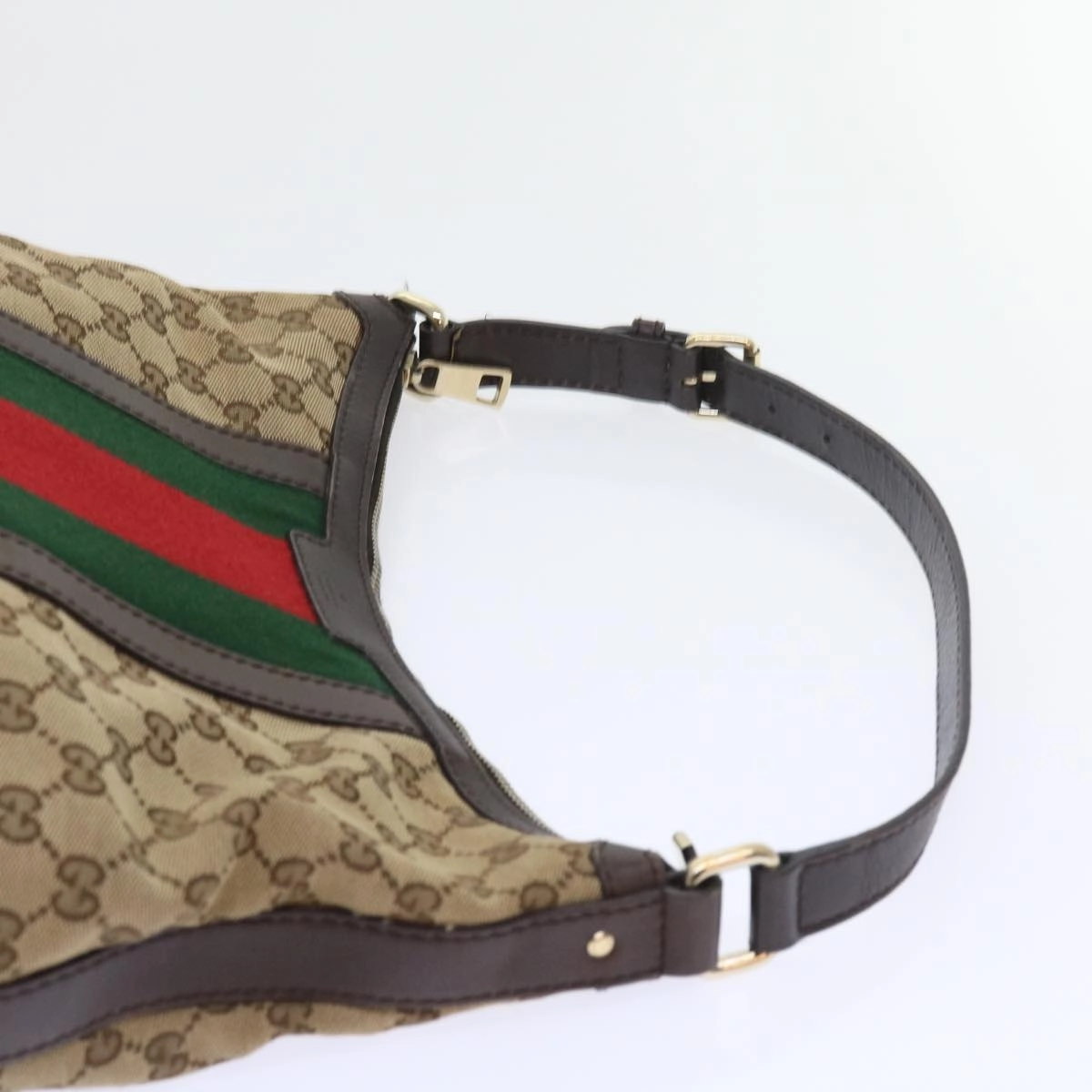 GUCCI GG Canvas Web Sherry Line Shoulder Bag Beige Green Red 257084  56567